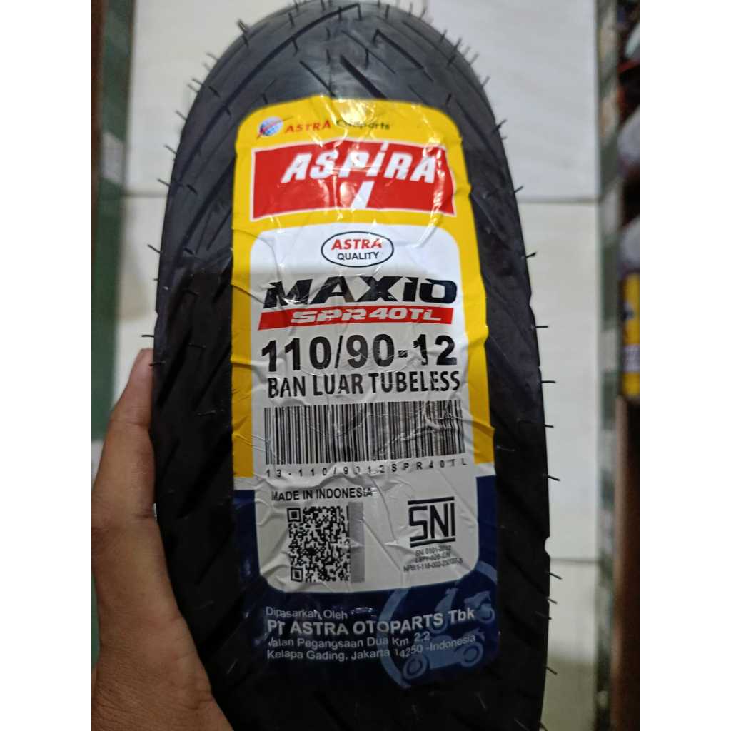 Ban Luar ASPIRA Belakang 110 / 90 RING 12 SPR 40 TL SCOOPY TUBELESS