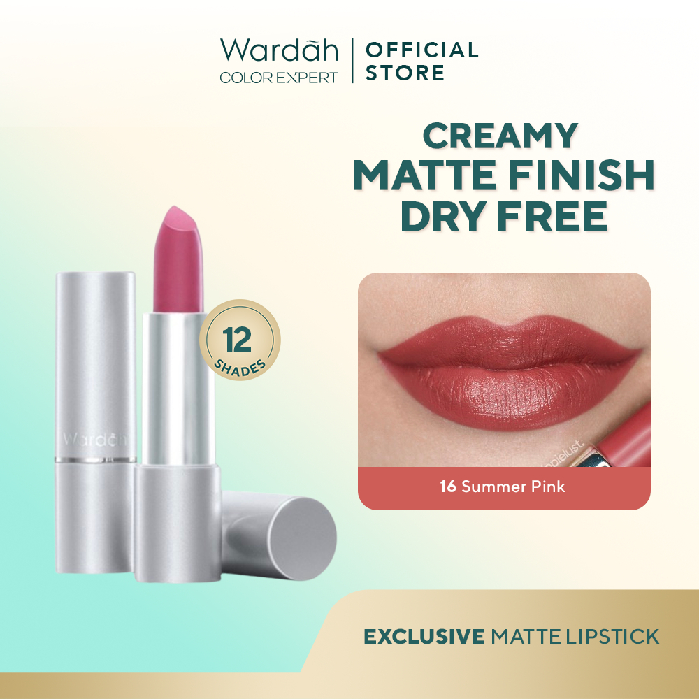 WARDAH Exclusive Matte Lipstick - Warna Intense dalam Sekali Oles - Pigmented Tahan Lama dengan Hasi