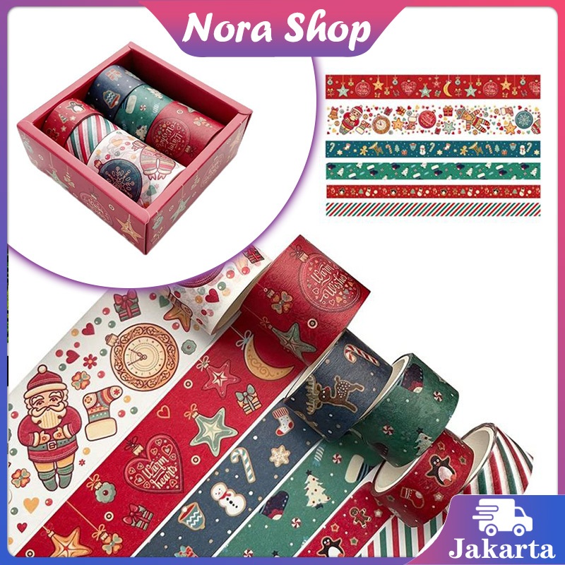 Washi Tape Christmas 6 Roll Washi Tape Motif Christmas Selotip Toples Natal Christmas Decoration