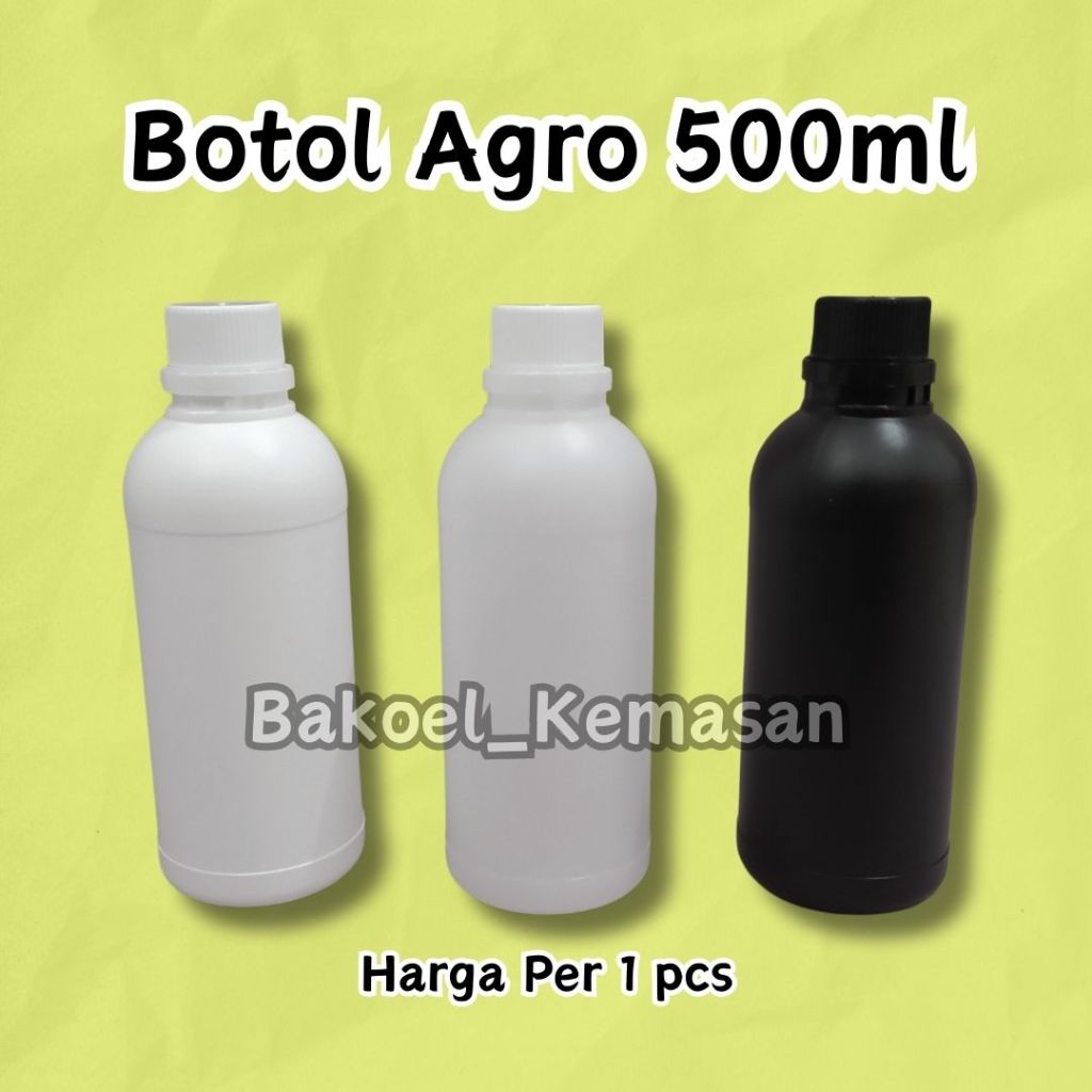 Botol Agro HDPE Putih Hitam 500ml / Botol Labor 500 ml
