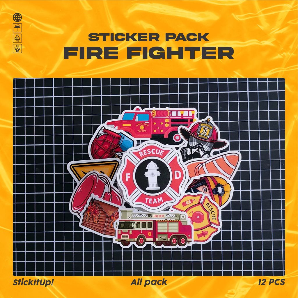

COD✨ StickItUp Stiker Pack Firefighter Lucu Colorfull Keren Untuk Koper Laptop Skateboard