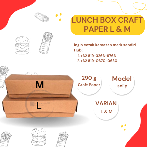 

Lunch Box Paper/Tempat makan bahan craft paper PE dan non PE