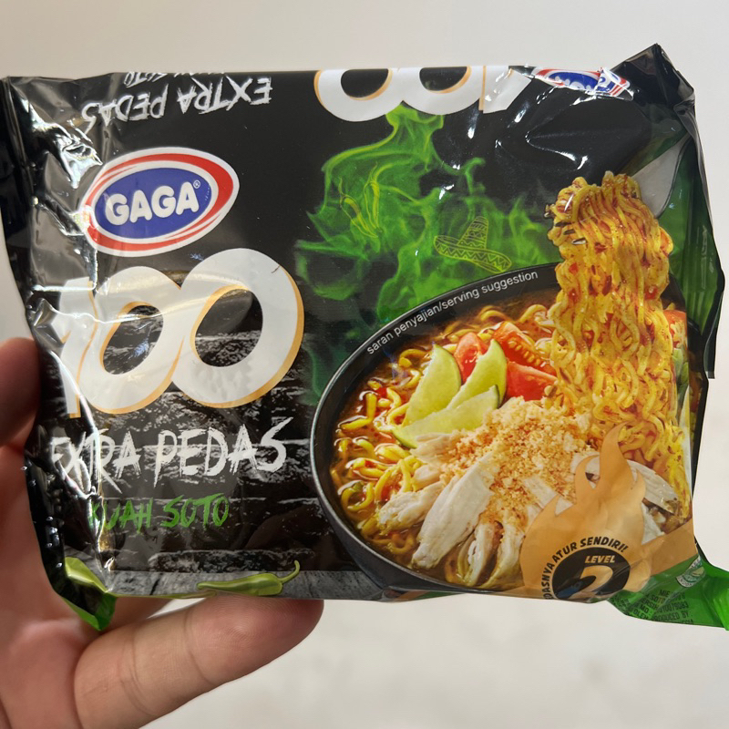 

Mie Instan Gaga 100 Xtra Pedas Kuah Soto