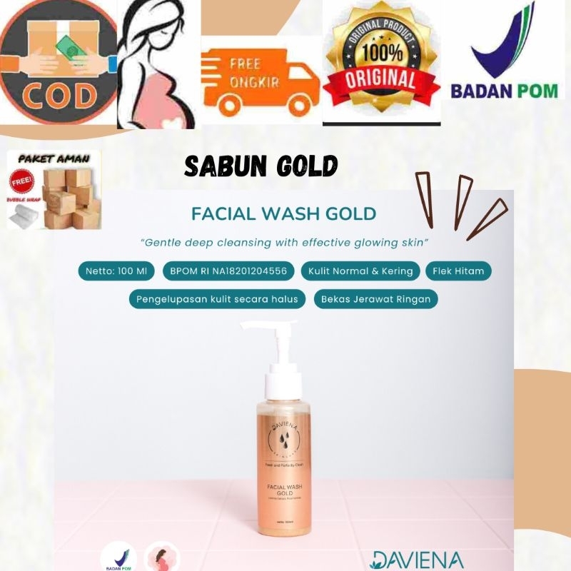 DAVIENASKINCARE FACIAL WASH GOLD DAVIENA SKINCARE SERUM GOLD | SKINCARE BPOM | CREAM PEMUTIH WAJAH D