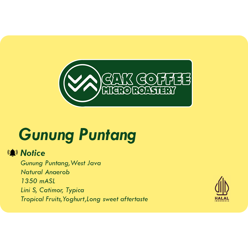 

Biji Kopi Arabika Puntang " Natural Anaerob" - 100 gram