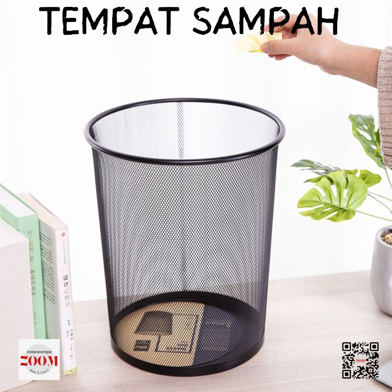 KERANJANG SAMPAH HITAM JARING BESI/TEMPAT SAMPAH KAWAT ANTI KARAT