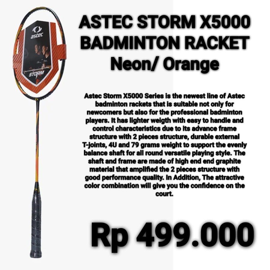 Raket Badminton Toalson Astec Storm X5000 5U/79g Bulutangkis