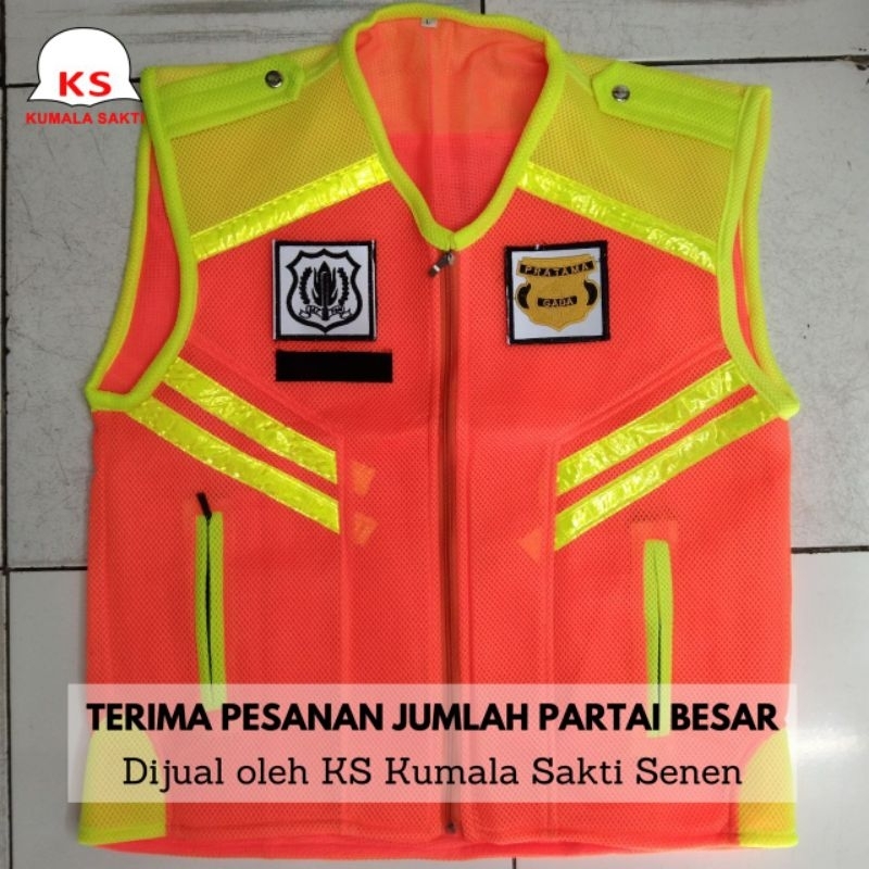 Rompi Double Mes Security Orange Pundak Hijau