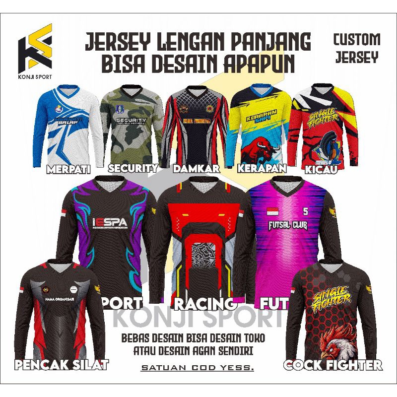 JERSEY LENGAN PANJANG BEBAS DESAIN FULL PRINTING
