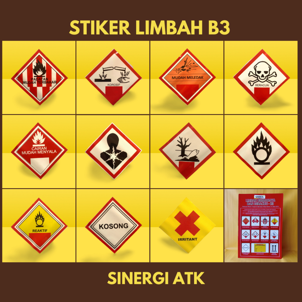 Stiker Simbol Limbah B3 | Limbah Berbahaya Beracun | Sticker Hazard Symbol