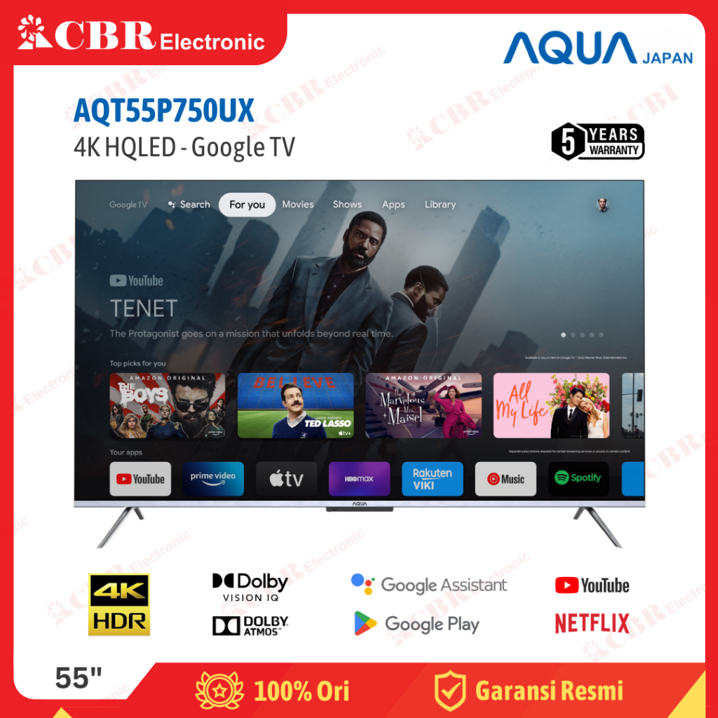 TV AQUA 55 Inch LED AQT55P750UX (4K-HQLED-Google TV)