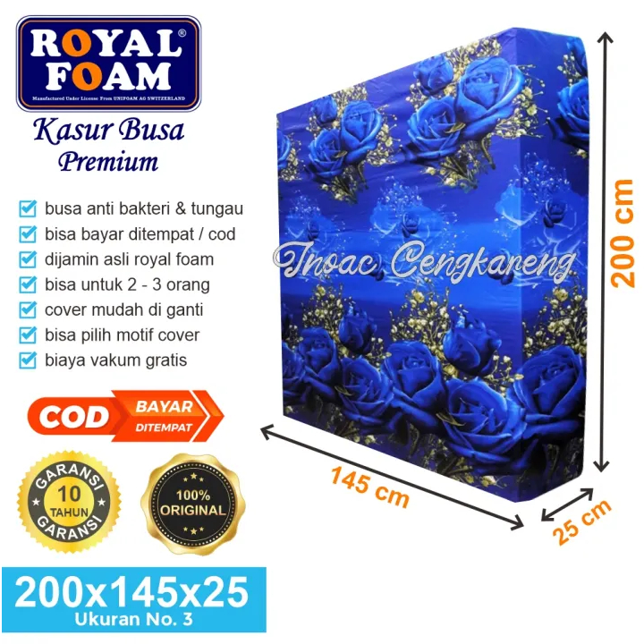 Kasur Busa Royal Foam D16 Ukuran 200x145x25 cm No.3 Original Anti Tungau dan Bakteri Garansi 10 Tahu