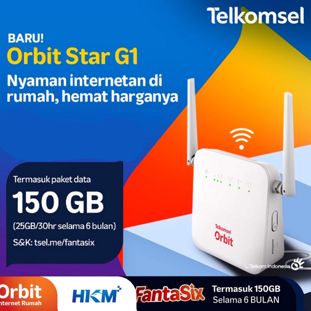 [ART. M19D] HKM 0130 Orbit Star G1 Modem Wifi Telkomsel Free Kuota 150gb (25x6)