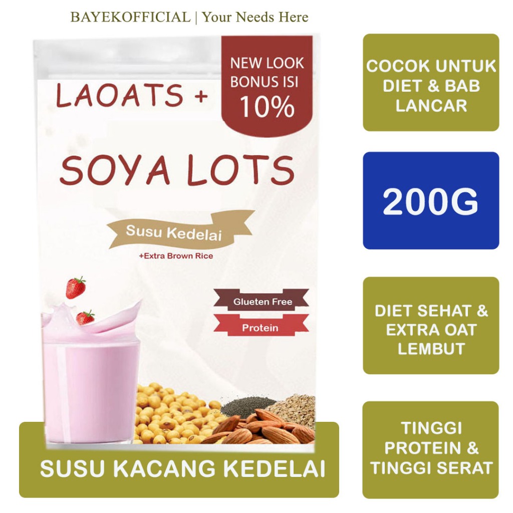 

Susu Kedelai Bubuk Oat Milk Tinggi Protein Meal Replacememt Penurun Berat Badan Laoats