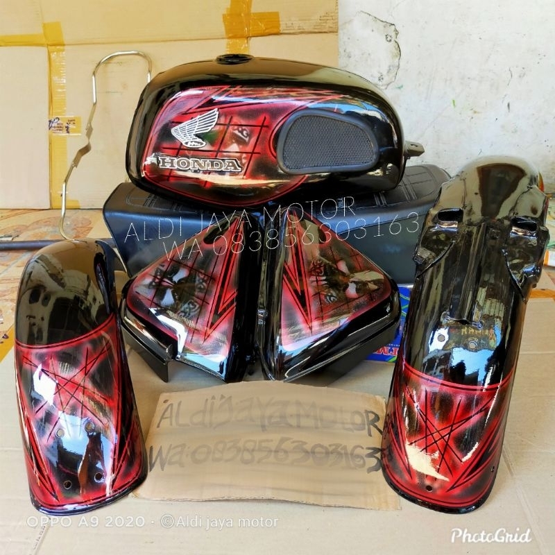 tangki cb twin cb 125 body set cb twin motif Airbrush anti KARAT KUAT bisa request warna