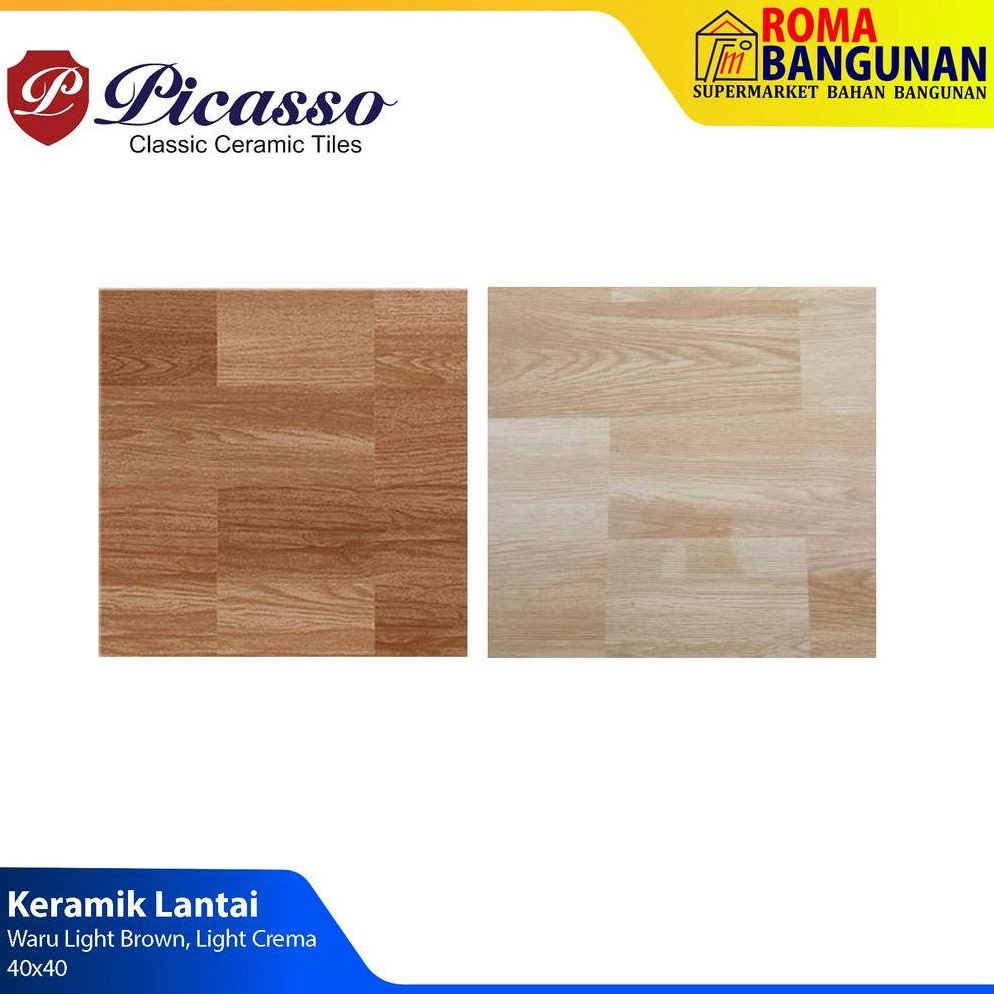 Terbaru.. Picasso Keramik Lantai Motif Kayu Waru Light Brown Waru Light Crema 40x40 SGP