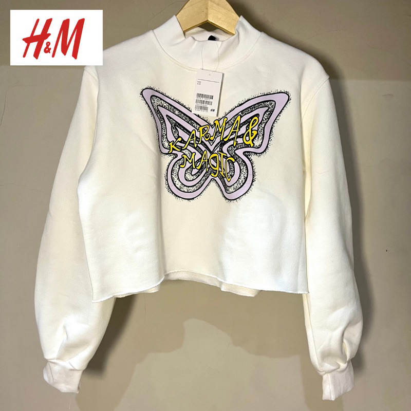 H&M butterfly crop hoodie
