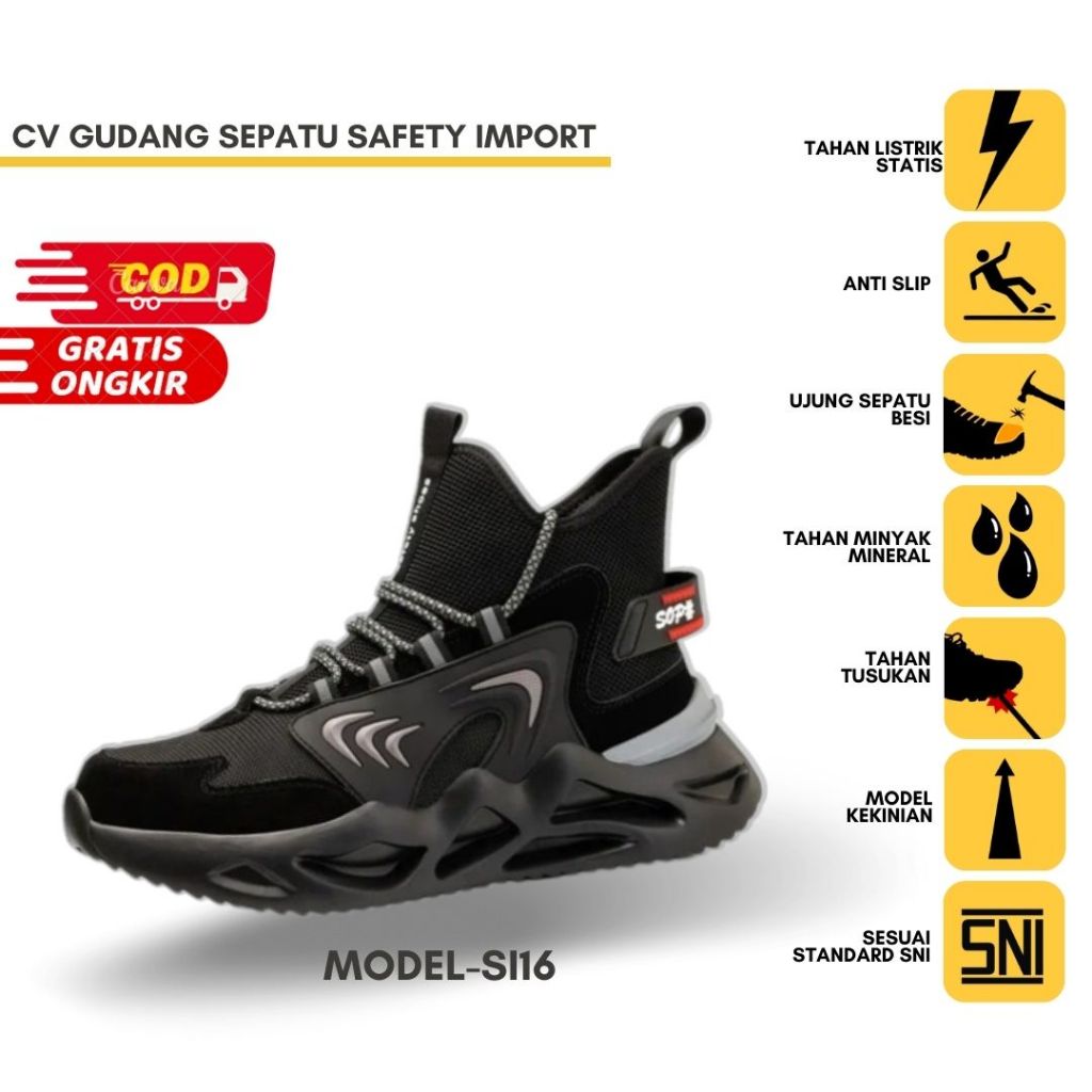 Sepatu Safety Shoes Proyek Import Pria Wanita Original Casual SI16