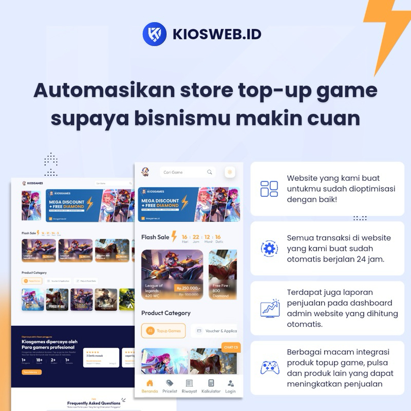 Buat Website Top Up Games Otomatis | Jasa pembuatan website Top Up Games Kiosgames.id