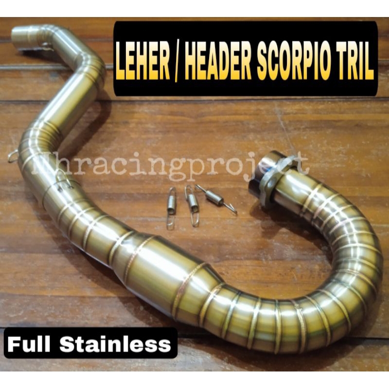 Header Leheran Knalpot Scorpio Trail Rangka Standart Full Stainless