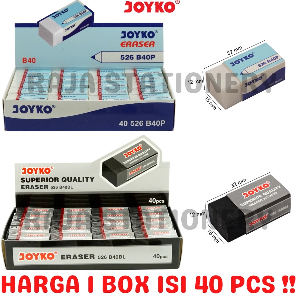 

Laris JOYKO ERASER PENGHAPUS JOYKO KECIL PUTIH HITAM ANAK DUST 526 B40P B40BL BERSIH 1 BOX [40PCS] 57