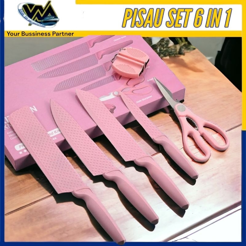 WMEDIA Pisau Set Diamond 6pcs / Premium Diamond Knife Set / Knife Set 6 in 1