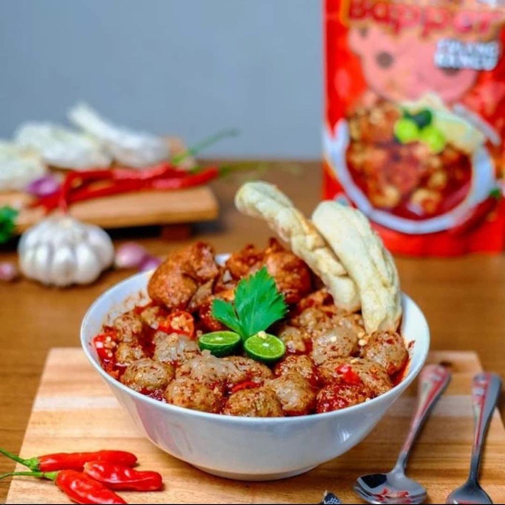 

BASO ACI BAPPER MERCON TULANG RANGU 250gr / BASO ACI BAPPER TULANGRANGU SAMBAL MERCON