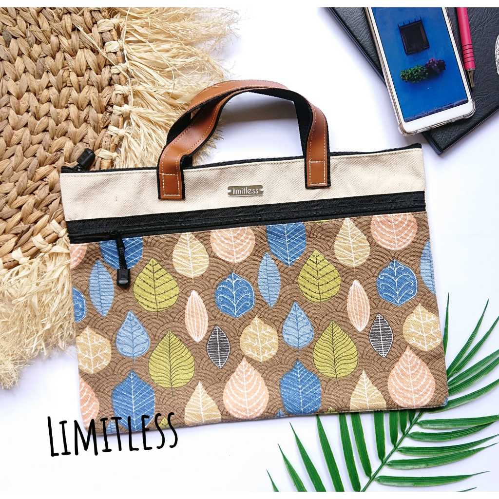

Limitless - Document Bag MEILA Polos Motif Bahan Kanvas / Tas Map Kertas Ukuran Folio F4