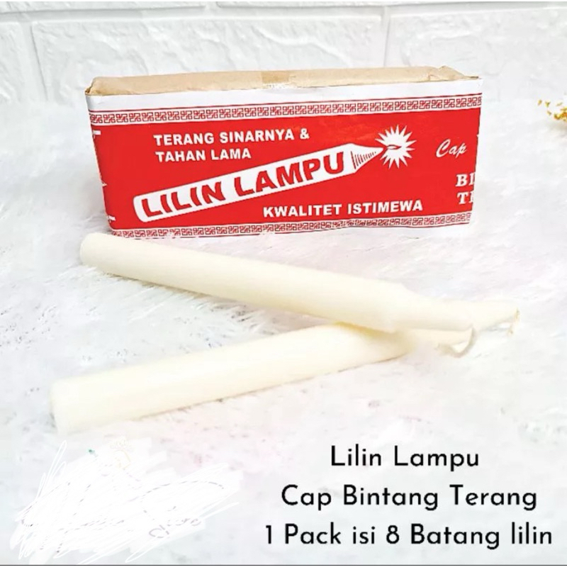 1pack 8pcs Lilin KECIL Cap Bintang Terang / Lilin PUTIH Kecil Batangan 13.5 Cm / Lilin Putih Kecil