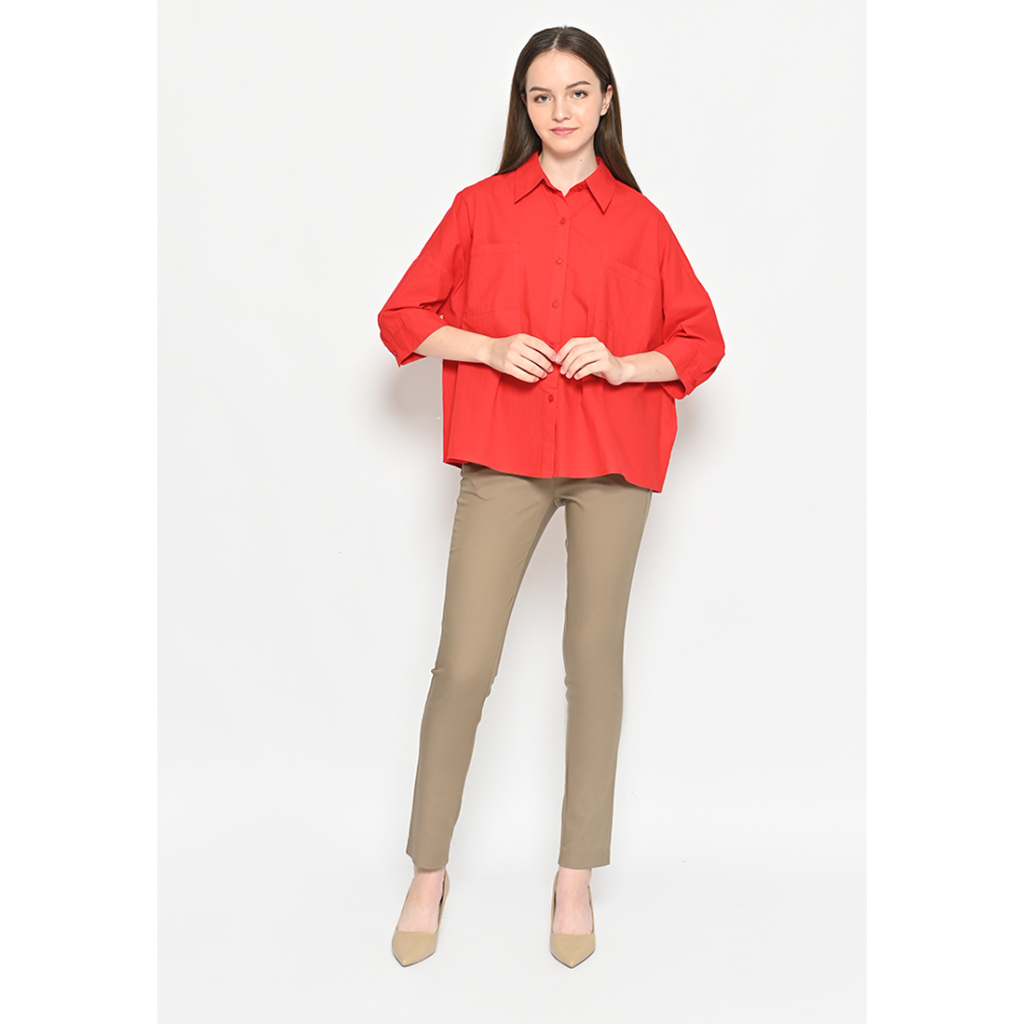 L^More Plain With Pockets Shirt - 214E RED