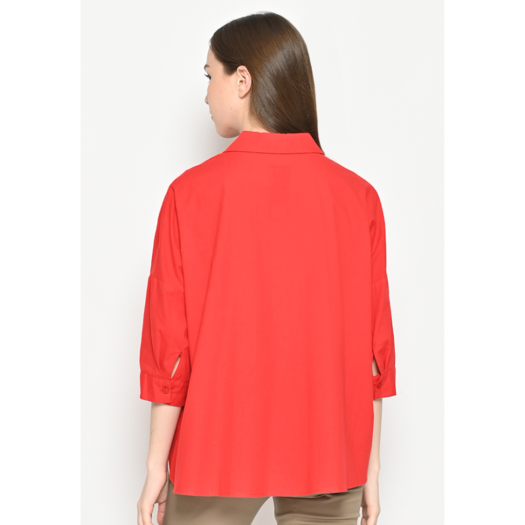 L^More Plain With Pockets Shirt - 214E RED