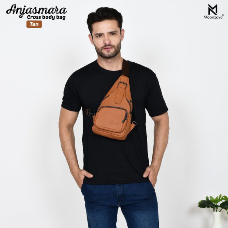 ANJASMARA CROSS BODY BAG/WEISTBAG BY MOONZAYA (weistbag pria/tas pria/tas cowok premium)