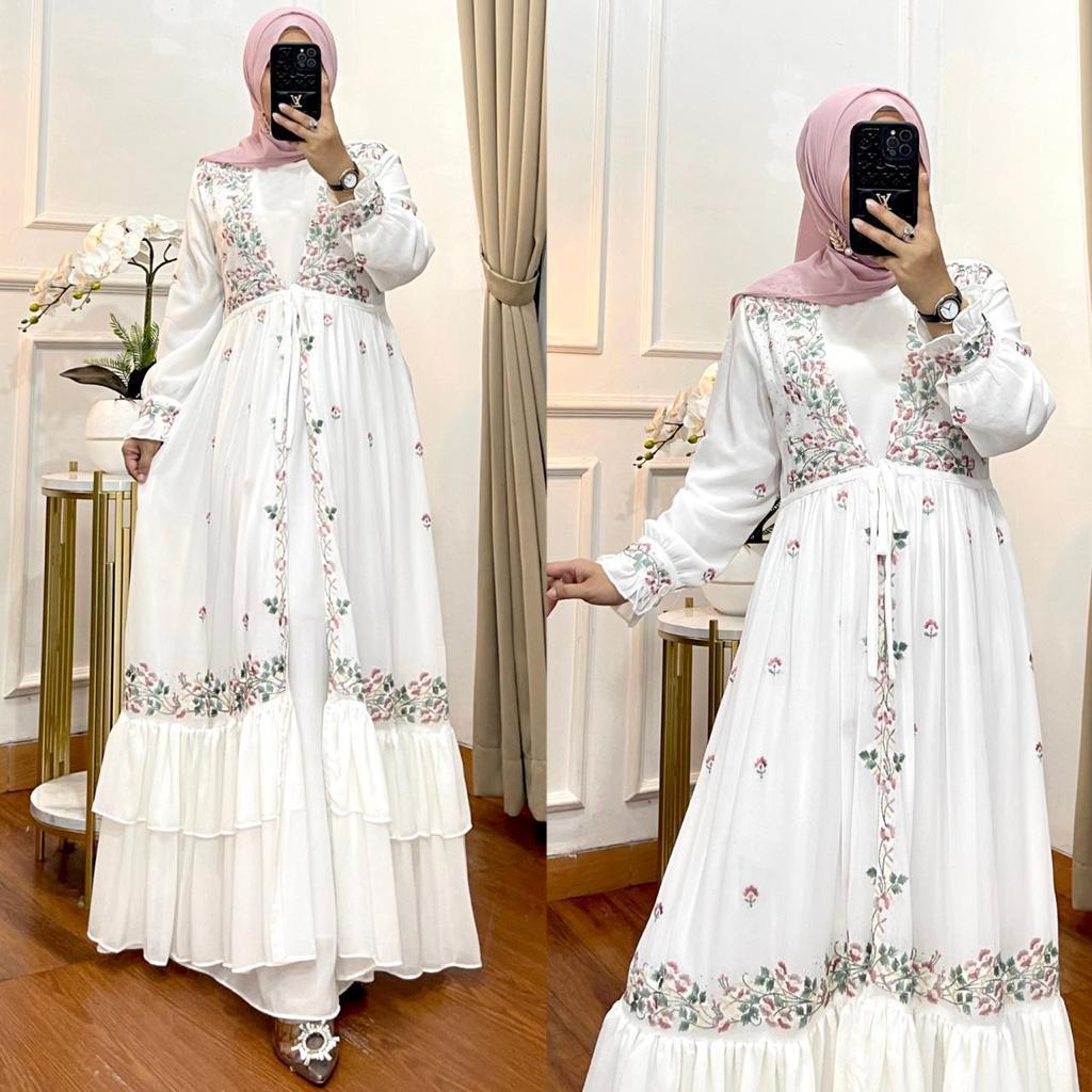 GAMIS SERUTY BORDIR BUNGA BESAR TALI TENGAH