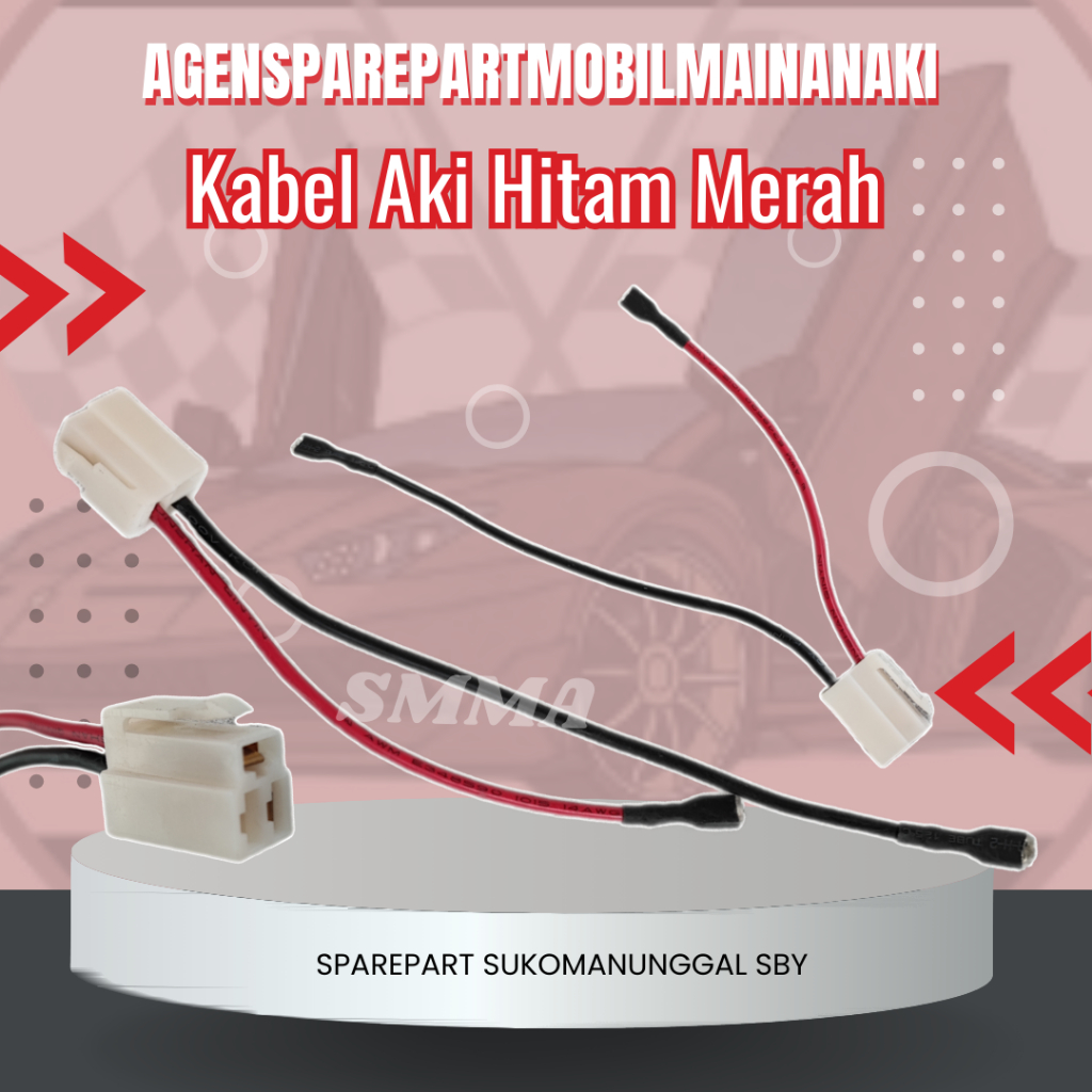 SMMA || KABEL AKI HITAM MERAH KABEL SOKET SAMBUNGAN KE ACCU MOBIL MOTOR MAINAN AKI