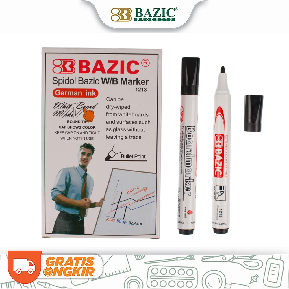 

Bazic Whiteboard Marker BC-12G German Ink (12/Pack) - Spidol Papan Tulis