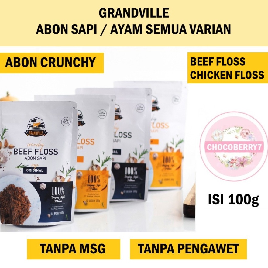 

St0ck Bany4k Grandville Abon Sapi Abon Ayam 100gr Crunchy Beef Floss Chicken Floss Fish Original Spicy Baru Restok