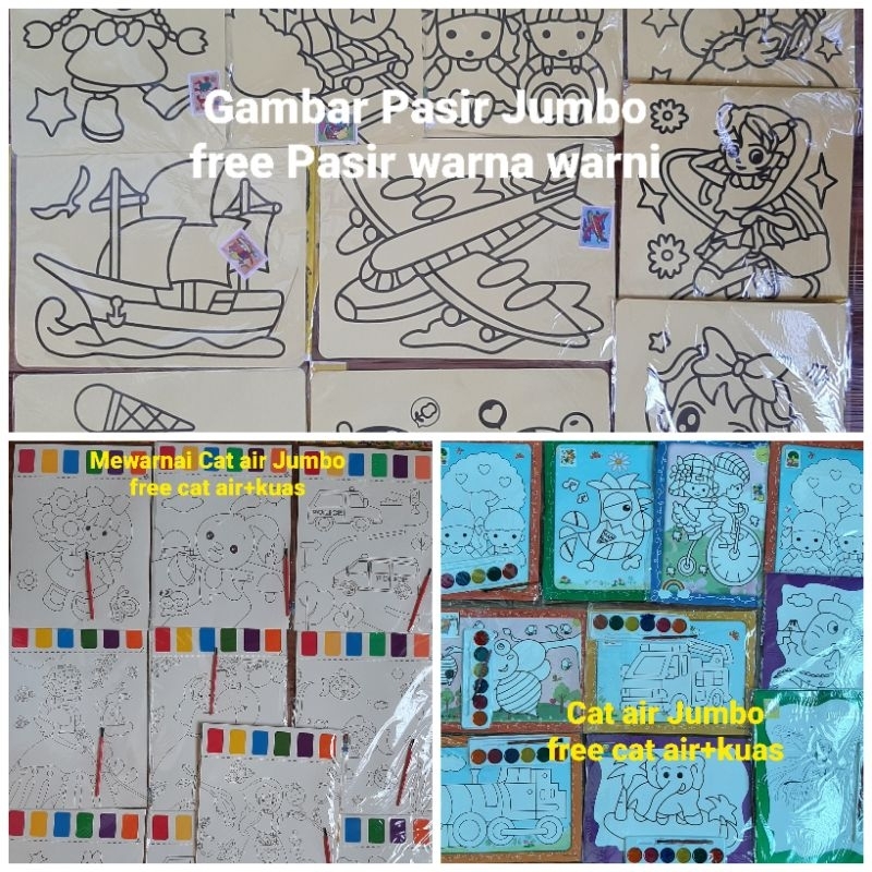 30pcs Paket mewarnai jumbo mix gambar dan motif/mewarnai gambar pasir warna-warni/mewarnai cat air