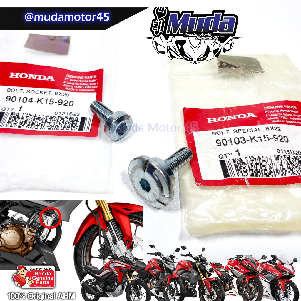 BAUT BRACKET MESIN RANGKA CB150R CBR150R CB150X 90103-90104-K15-920 NEW CB CBR 150 150R 150X CBX X R