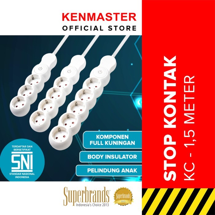 KENMASTER Stop Kontak Kabel 1,5 meter+Saklar STKA129