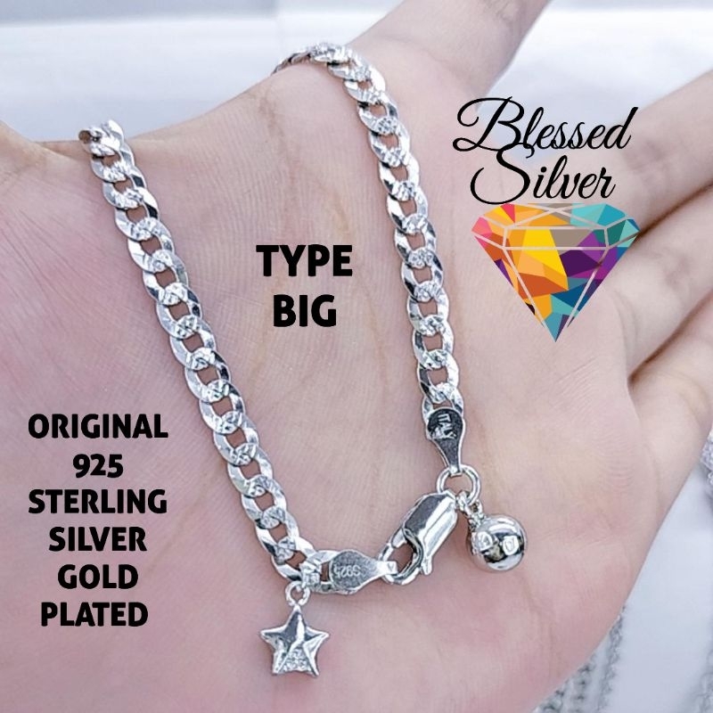 GELANG KAKI PERAK ASLI 925 LAPIS EMAS MODEL SISIK NAGA BIG