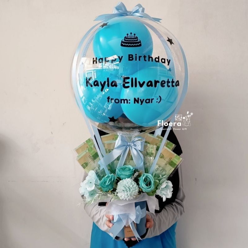 (BISA KIRIM HARI INI) Buket balon ballon box pakai uang wisuda ulang tahun bloom box balon