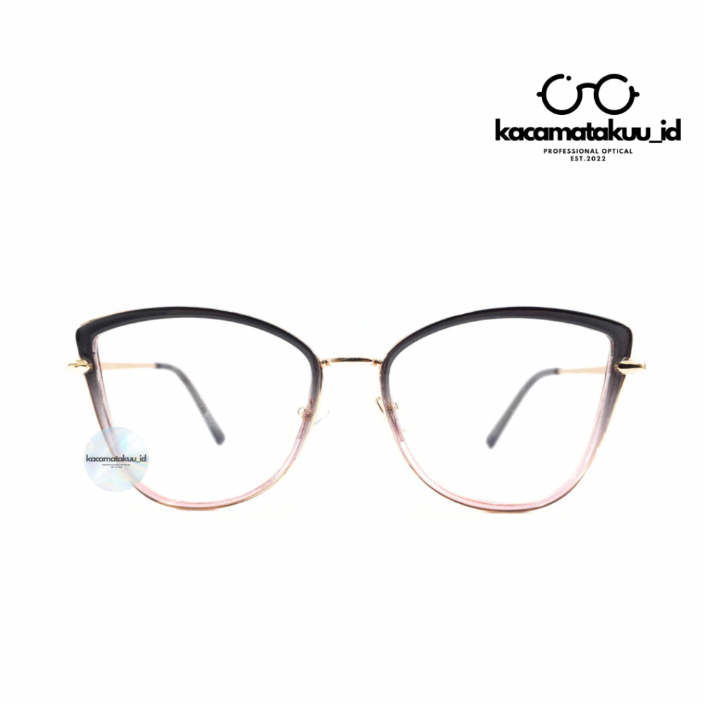 Kacamatakuu_id | Kacamata Frame Cat Eye Besi Kombinasi Plastik Wanita Kekinian Agnes