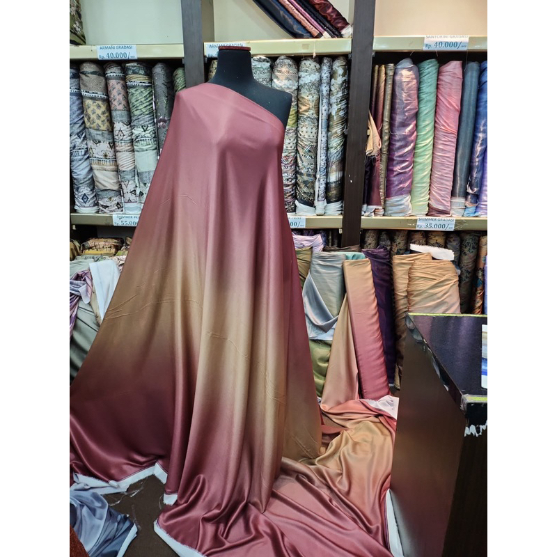 SANTORINI SILK GRADASI | BAHAN KAIN SILK MOTIF OMBRE | KAIN GRADASI WARNA