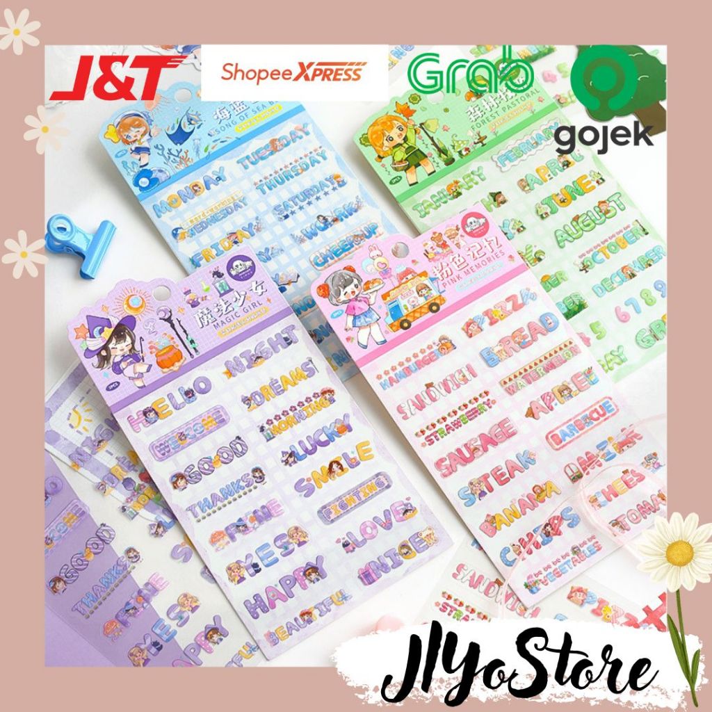 

2 lembar Stiker Sticker Anti Air Bujo Journal Jurnal DIY Scrapbook Planner Daily Life Aesthetic Lucu