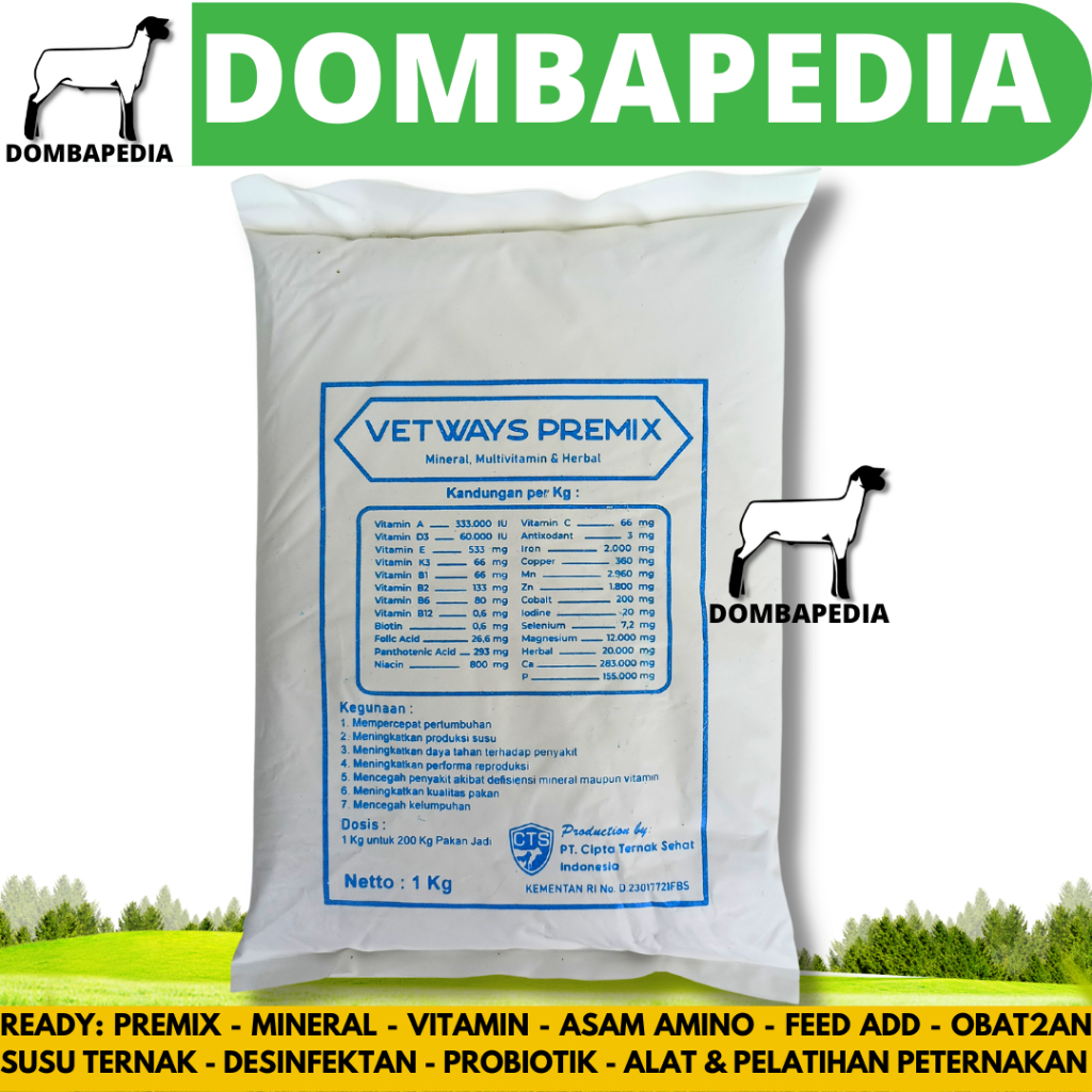 VETWAYS PREMIX 1KG - Premix Mineral Multivitamin Kambing Domba Sapi Babi