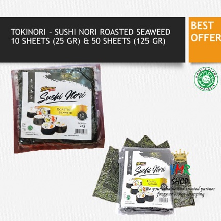 

[☠D91>] Tokinori Sushi Sakao Nori Sushi Halal Onigiri Lembaran Rumput Laut Korea Kimbab Roasted Seaweed 10 or 50 Sheet [202]