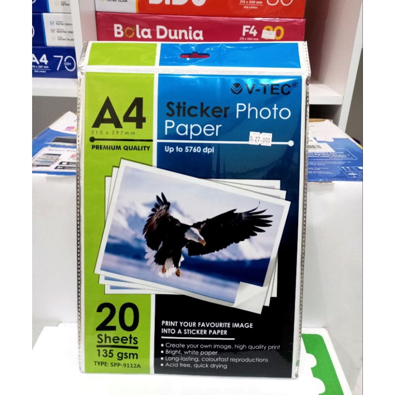 

(1PACK = 20 LEMBAR) KERTAS STIKER FOTO 135GSM PACK