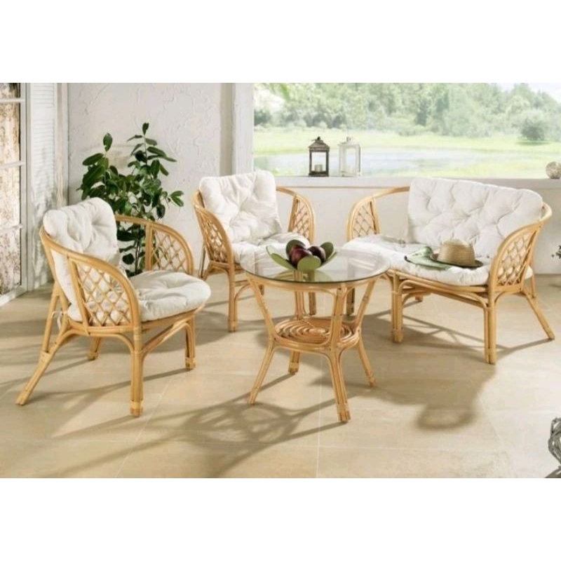 set kursi sofa Bahama rotan alami