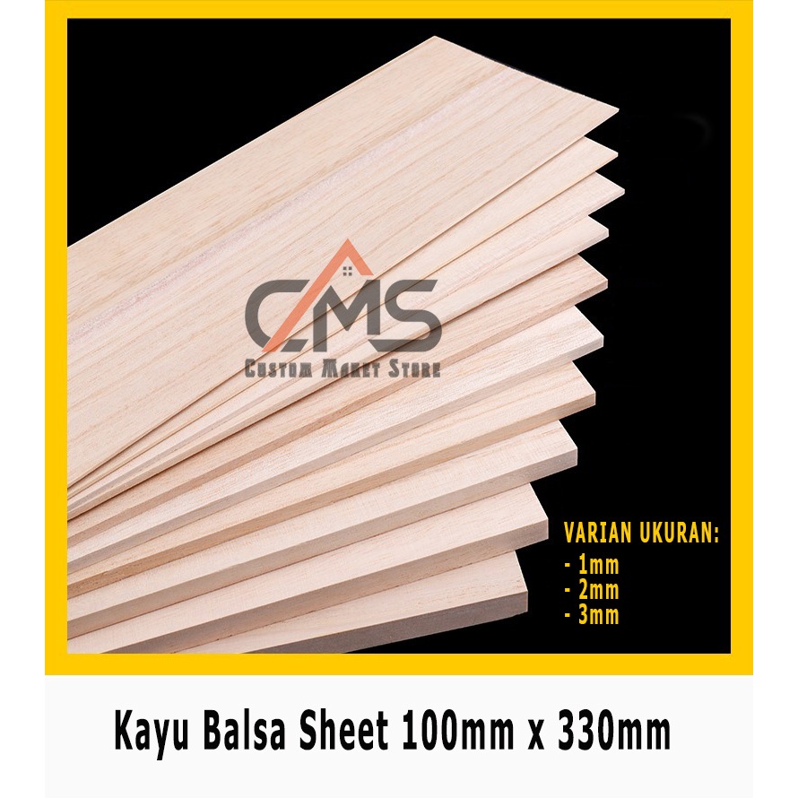 KAYU BALSA SHEET / KAYU BALSA 3mm x 100mm x 300mm