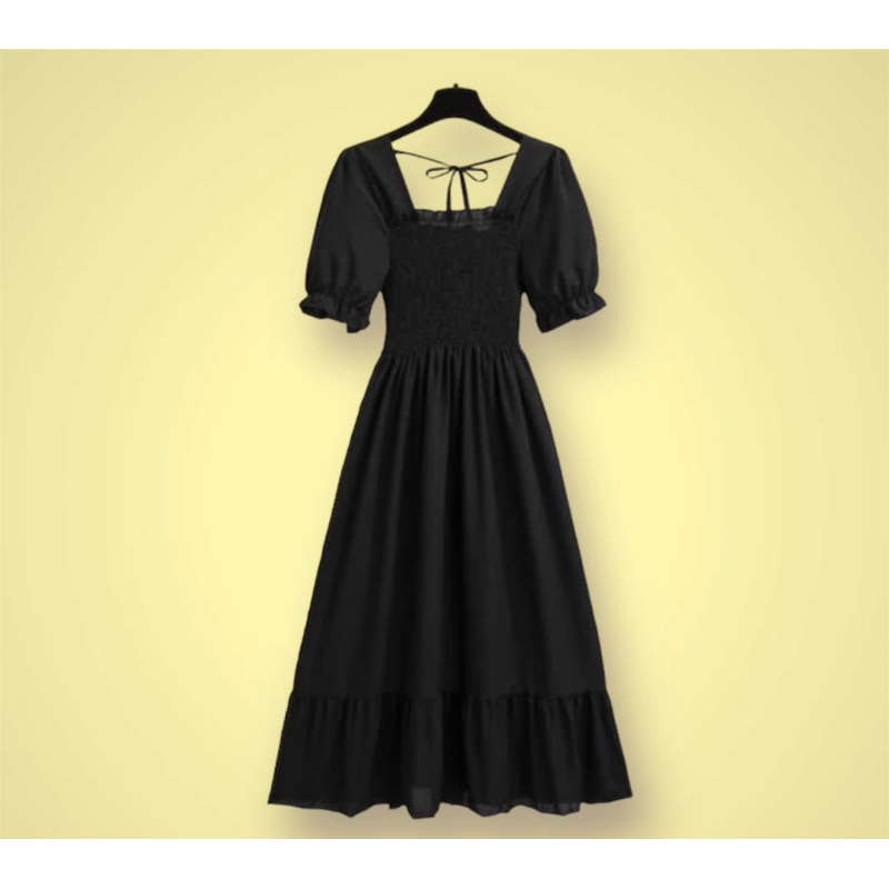MIDI DRESS TERBARU DRESS REMPEL POLOS